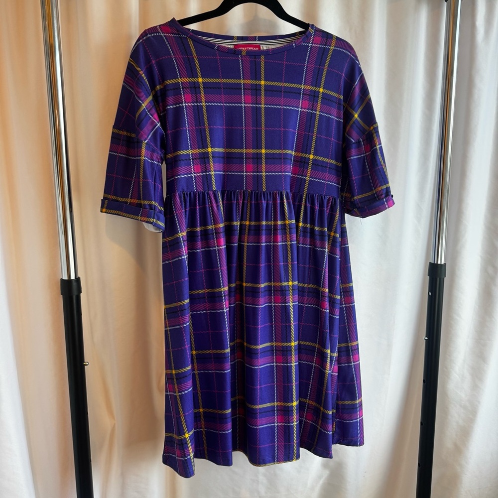 Purple Plaid Babydoll Smock Dress ASOS UK10 / US Medium oversized y2k tartan